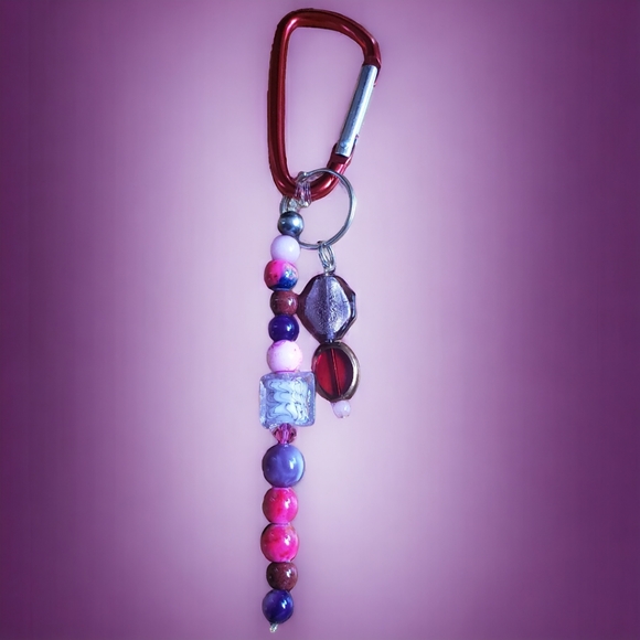 Pink & Purple Hand Crafted Keychain - Picture 3 of 9